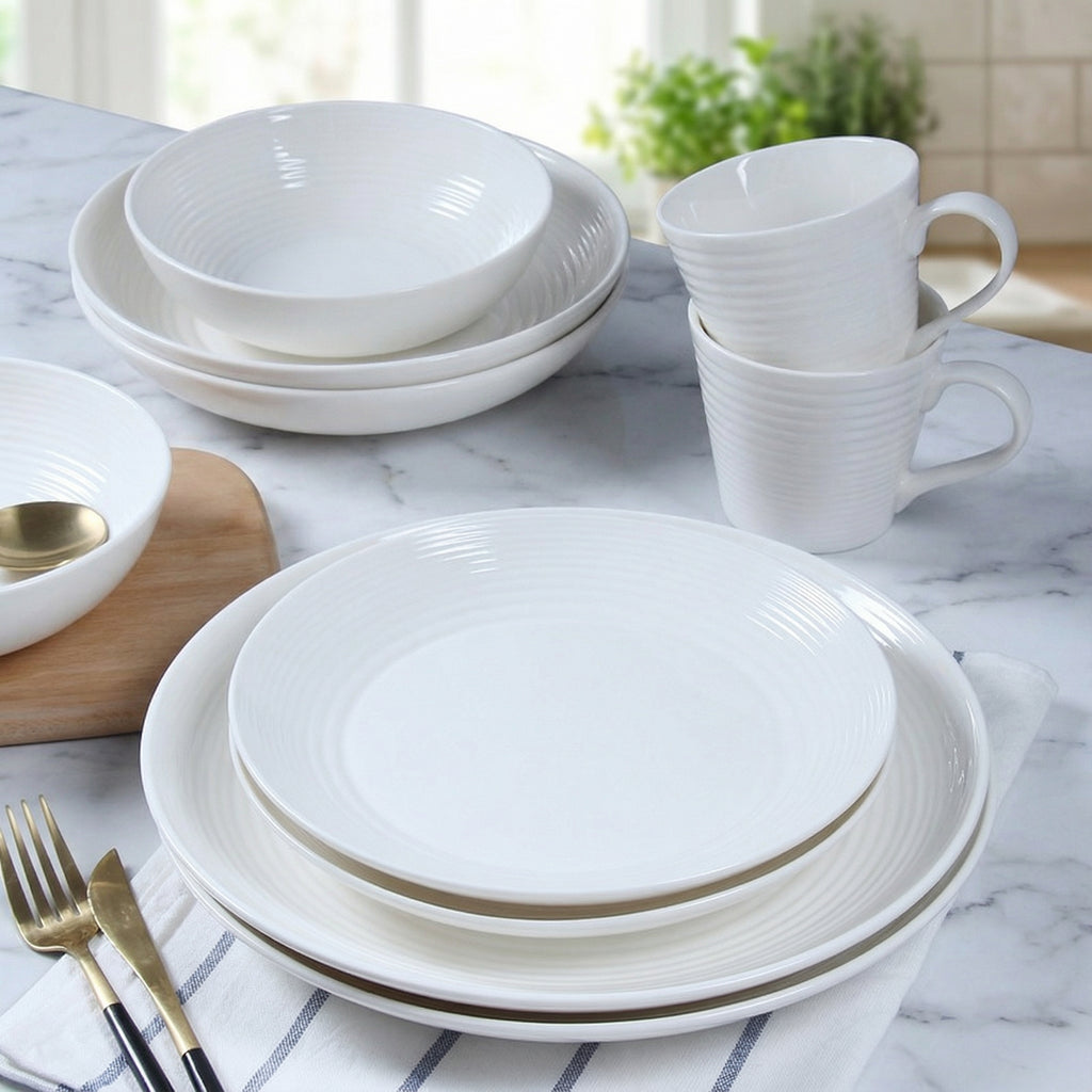 Elegant White Ceramic Dinnerware Set