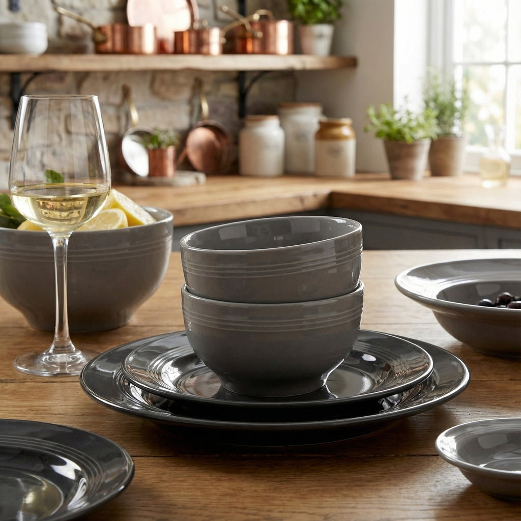 Elegant Grey Ceramic Dinnerware Set